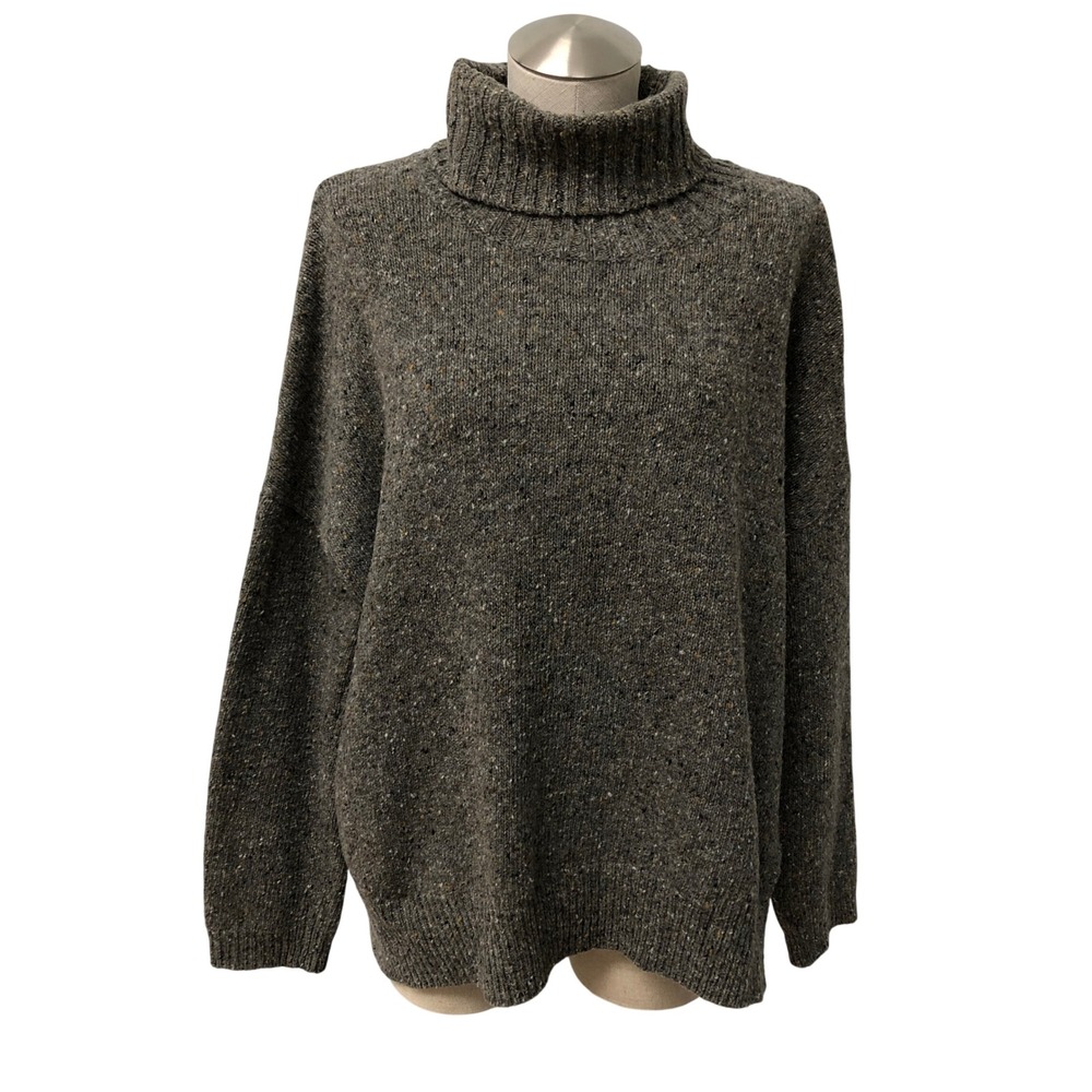 Vince Turtleneck Sweater Womens Large Grey Speckled Wool Blend Preppy Classic